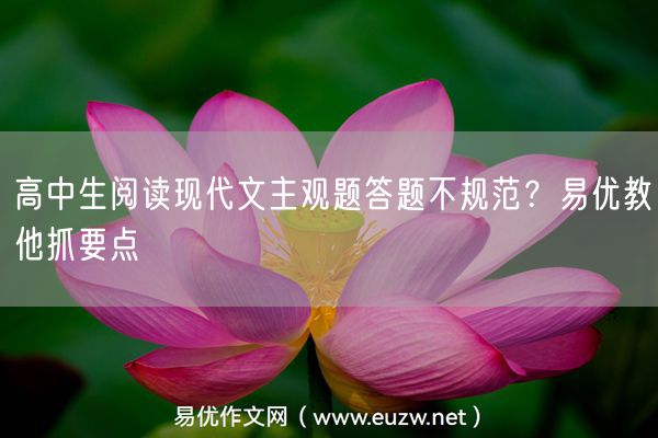 高中生阅读现代文主观题答题不规范？易优教他抓要点